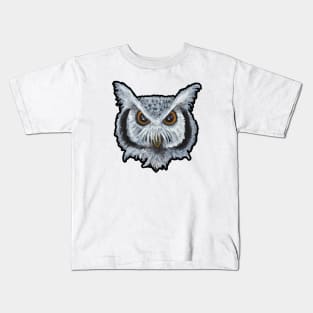 Monochromatic Horned Owl in Acrylic Kids T-Shirt